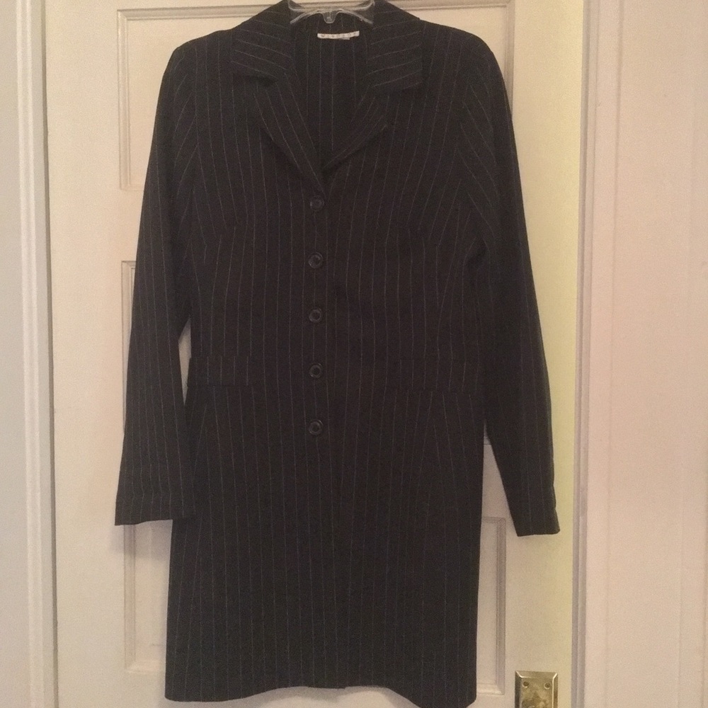 Pin Stripped Overcoat, slacks and dress.